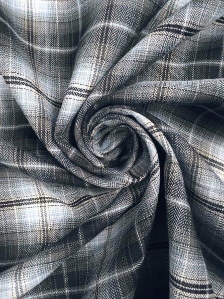 Сорочечная ткань КЛЕТКА серо-голубая