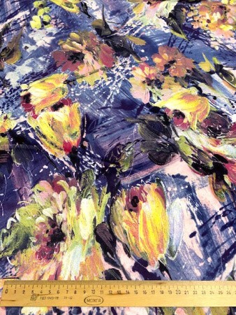 Трикотаж (Водолаз) «Времена года - Осень» сине-фиолетовый