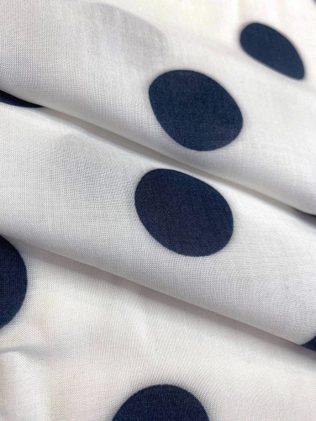 Вискоза ГОРОШКИ ЧЕРНЫЕ на белом