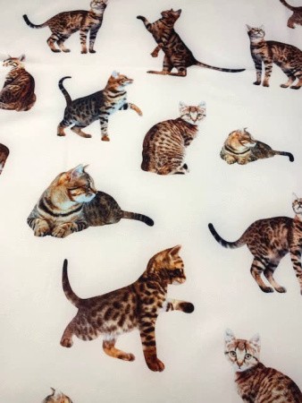 Креп «Кошечки» белый